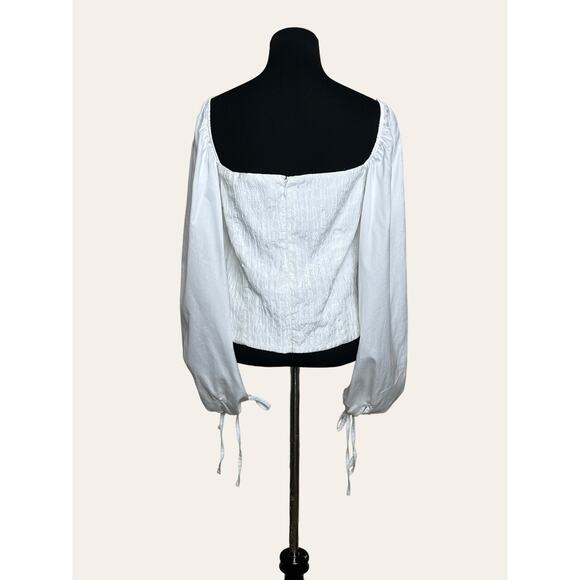 Federica Tosi white puff long sleeves peasant blouse size 46 - Large - Picture 2 of 15